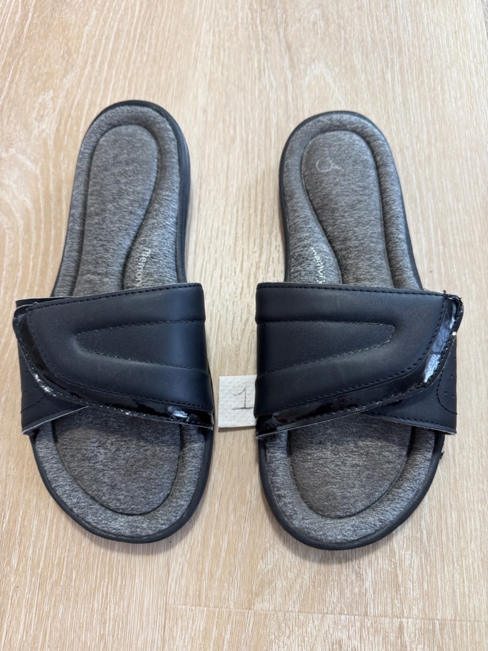 Tommy Hilfiger Black Slides with Gray Padded Footbed